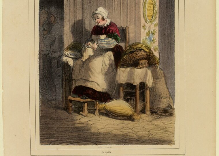 L'Écaillère, lithographie d'Alfred-André Géniole publiée en 1841, conservée au musée Carnavalet