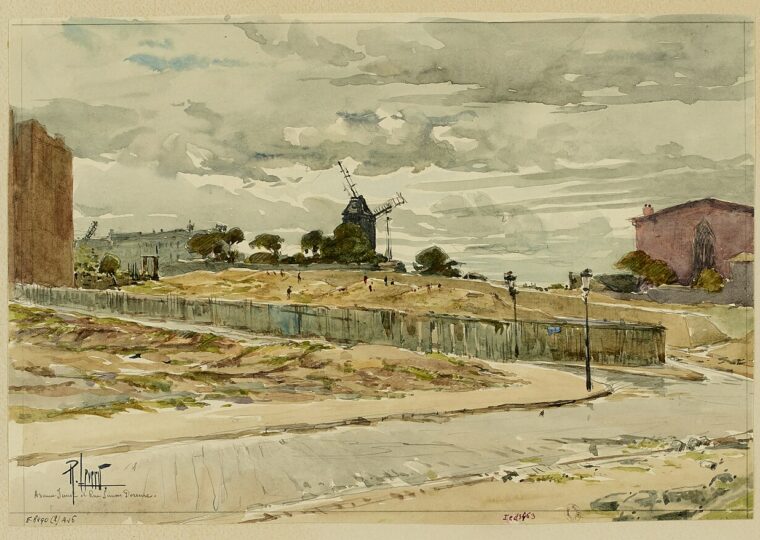 L'avenue Junot à Montmartre, aquarelle du début du XXe siècle