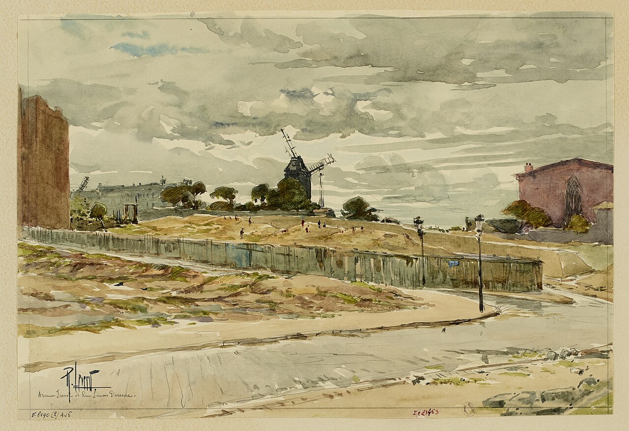 L'avenue Junot à Montmartre, aquarelle du début du XXe siècle