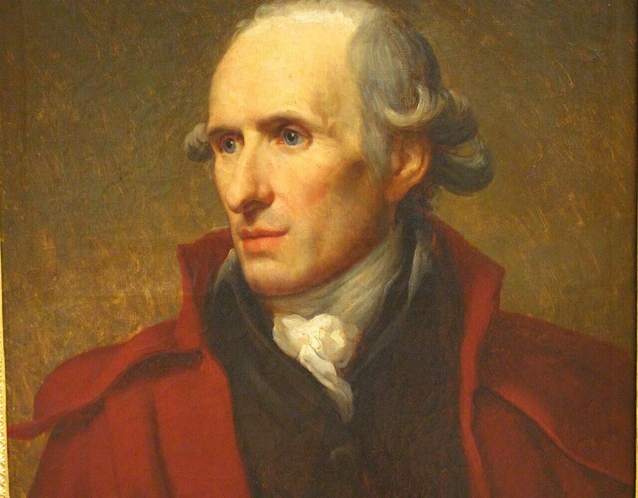 Portrait d'Antonio Canova peint par François Gérard en 1802, en manteau rouge