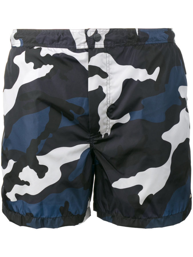 Valentino â camouflage swim shorts â men â Polyamide/Polyester â 44, Blue â SECRET PARISIEN