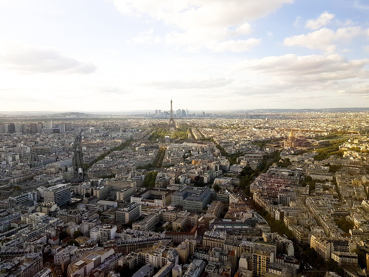 Panorama de Paris vu depuis le sommet de la tour Montparnasse, avec la tour Eiffel