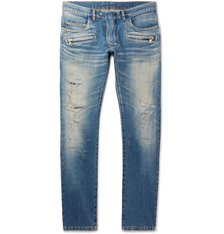balmain distressed jeans