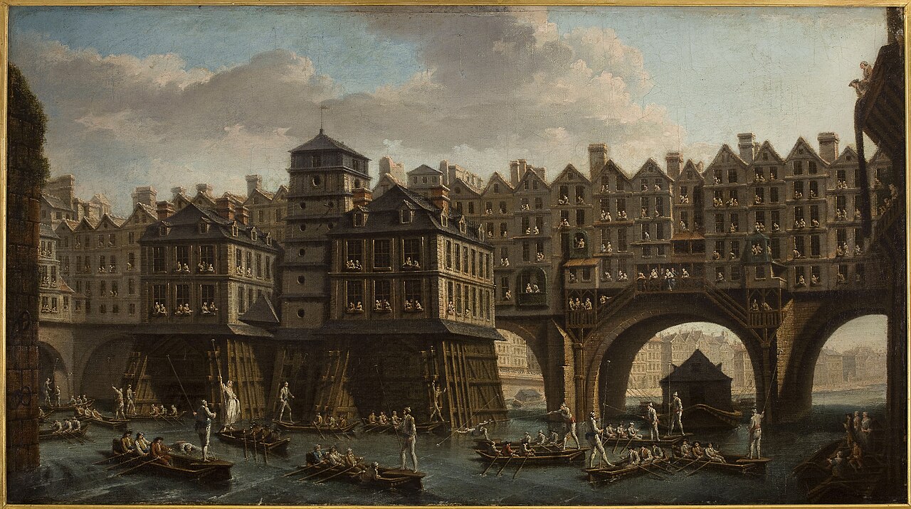 La joute des mariniers entre le pont Notre-Dame et le pont au Change, par Raguenet, 1751