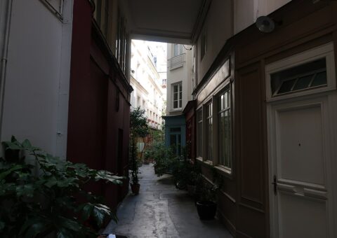 Le passage de l'Ancre à Paris, ses façades colorées et ses plantes