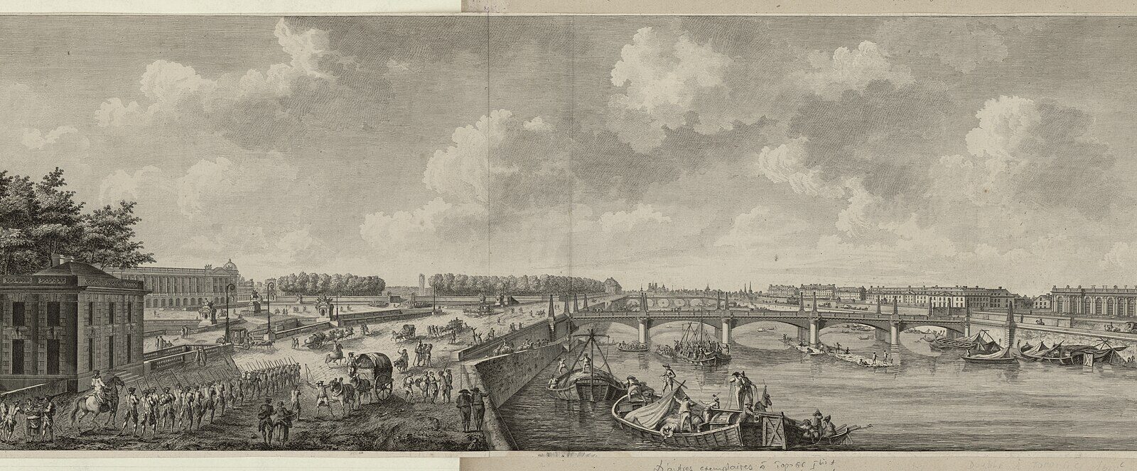 Le pont de la Concorde et la place, vue d'époque