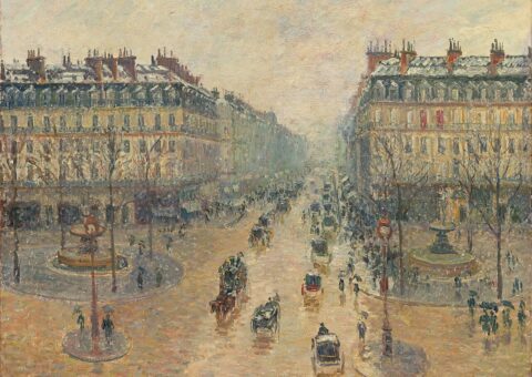 Avenue de l'Opéra, effet de neige le matin, tableau de Camille Pissarro