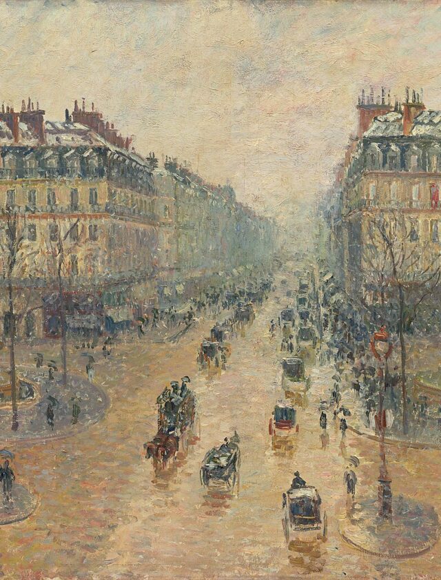 Avenue de l'Opéra, effet de neige le matin, tableau de Camille Pissarro