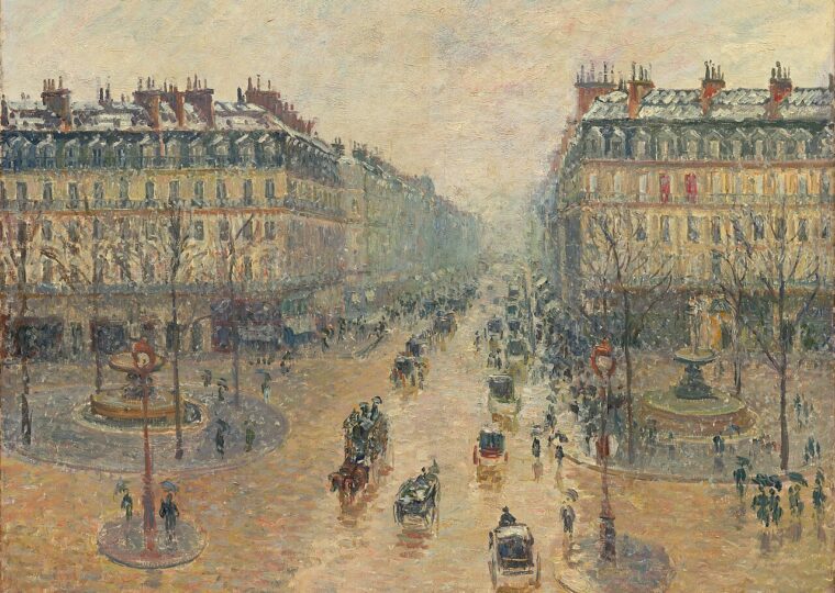 Avenue de l'Opéra, effet de neige le matin, tableau de Camille Pissarro