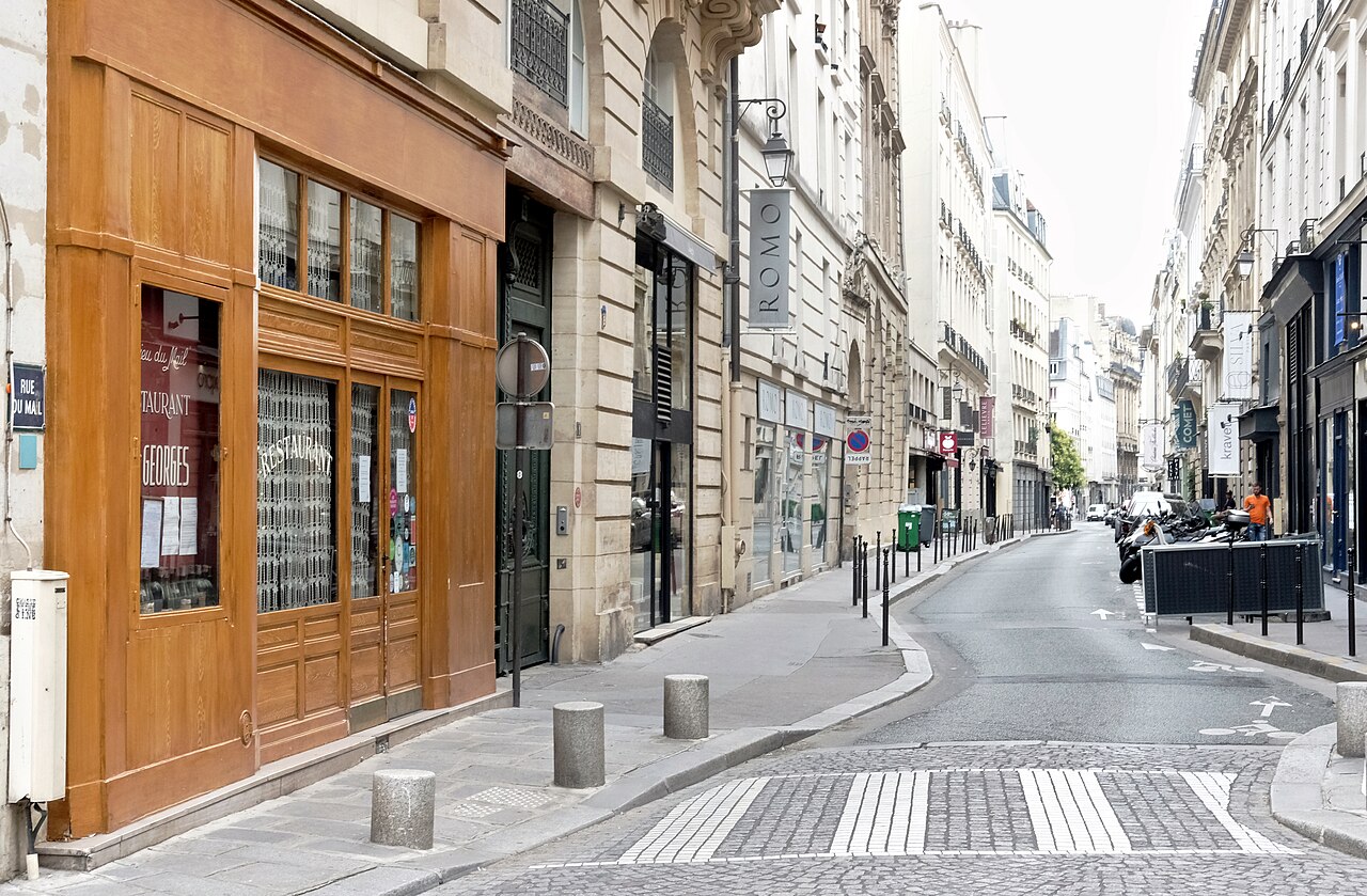 La devanture du bistrot Chez Georges, rue du Mail à Paris