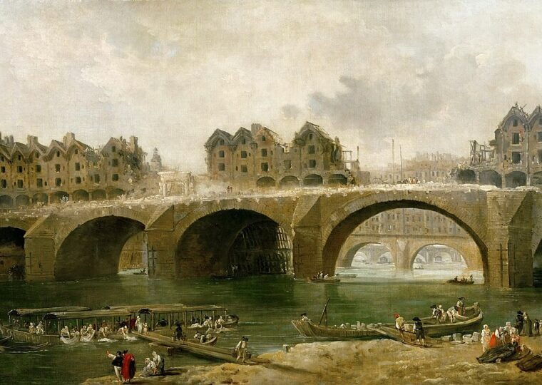 La démolition des maisons du pont Notre-Dame en 1786, tableau d'Hubert Robert