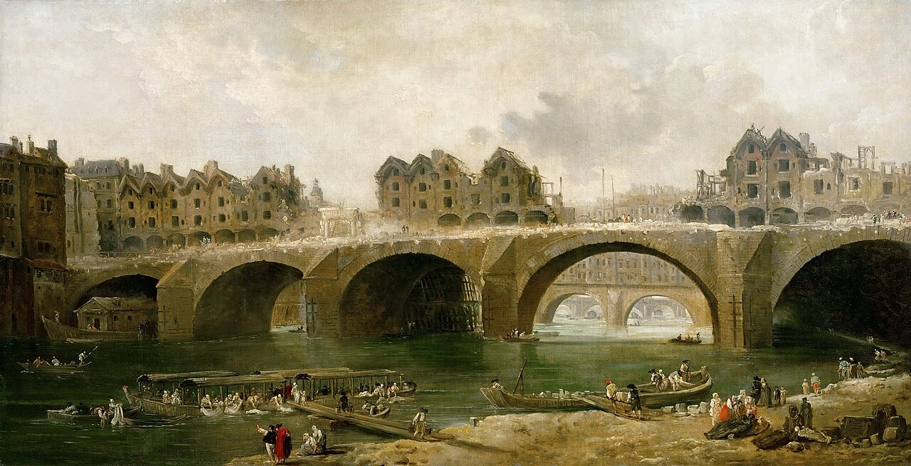 La démolition des maisons du pont Notre-Dame en 1786, tableau d'Hubert Robert