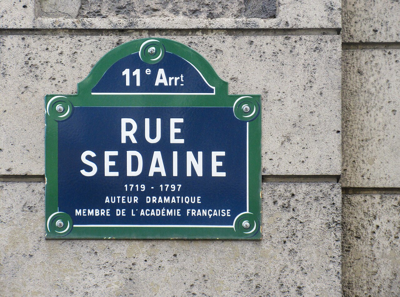 La plaque de la rue Sedaine, dans le 11e arrondissement de Paris