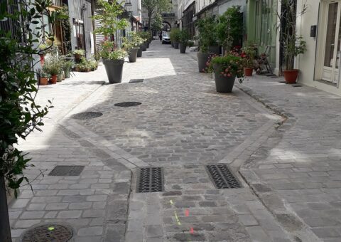 Le passage du Désir, allée pavée bordée de maisons basses en briques et pierre