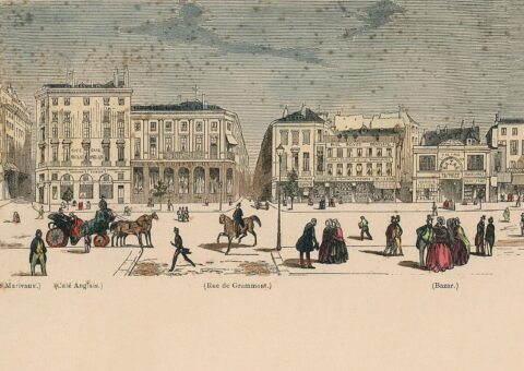 La façade de l'Opéra-Comique sur la place Boieldieu