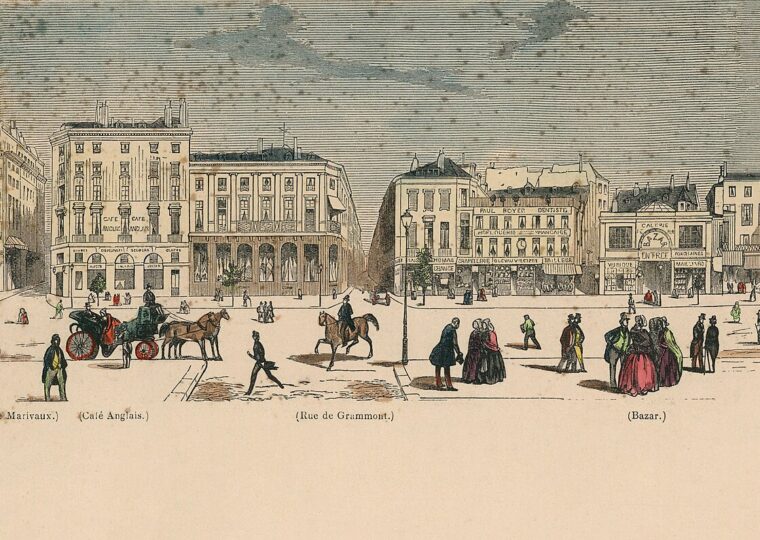 La façade de l'Opéra-Comique sur la place Boieldieu