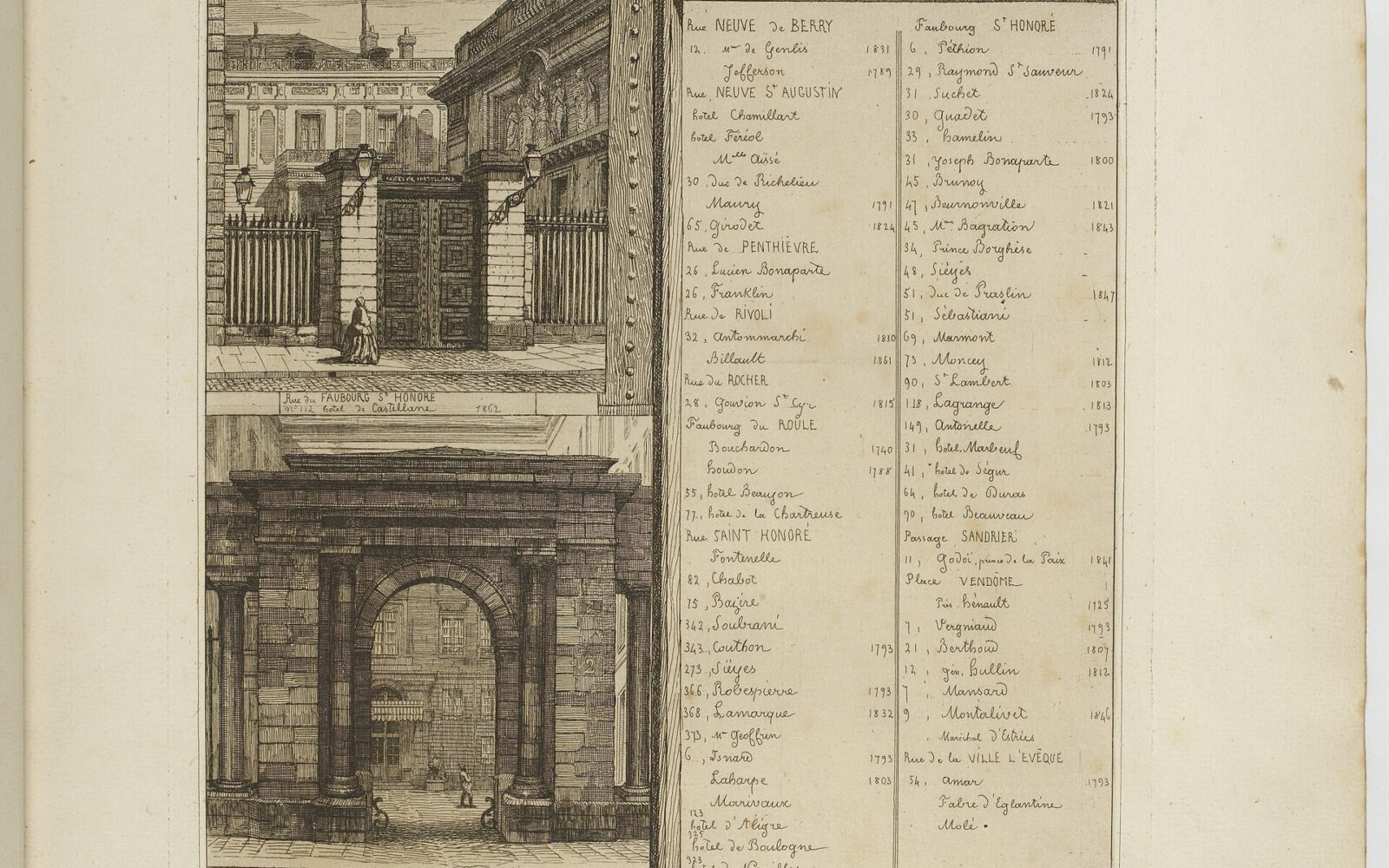 Le site du Bristol en 1862 : l'hôtel de Castellane, gravé au 112 du faubourg Saint-Honoré