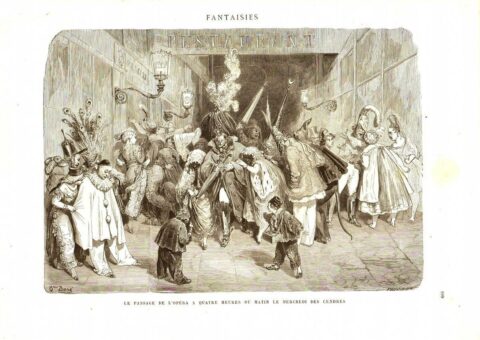 Le passage de l'Opéra à quatre heures du matin, gravure de Gustave Doré