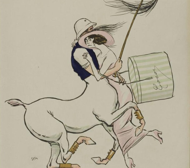 Caricature de 1913 par Sem montrant Coco Chanel et Boy Capel dans l'album Tangoville sur mer