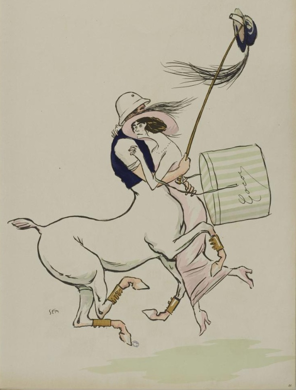 Caricature de 1913 par Sem montrant Coco Chanel et Boy Capel dans l'album Tangoville sur mer
